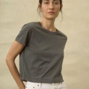 Faded Black Venice Wash Pima Cropped Easy Crew